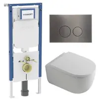 Geberit QeramiQ Dely Swirl Toiletset - 36.3x51.7cm - UP720 Duofix Sigma inbouwreservoir - 35mm zitting - bedieningsplaat gunmetal - ronde knoppen - glans wit SW1237202/SW706198/SW1159505/SW1026256