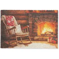 MuchoWow Deurmat 60x40 cm - Droogloopmat Winter - Kerst - Huis - Openhaard - Mat voor binnen - Schoonloopmat - Deurmatten met print - Inloopmat