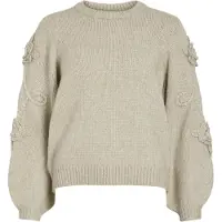 Vila Vifaye o-neck ls embrodiery knit top beige