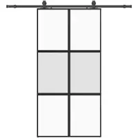 vidaXL Schuifdeur met beslagset 102,5x205 cm gehard glas zwart