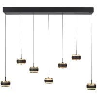 Paul Neuhaus 7L eettafel hanglamp Pure Falling Rings black pearl