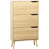 Sweeek - Schoenenkast met 3 kleplades houtdecor voor 18 paar schoenen 75cm - nepal