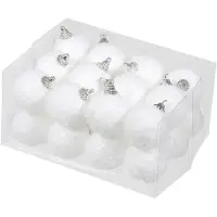 Othmar decorations sneeuwballen Kerstballen - 24x stuks - wit - D4 cm - kunststof