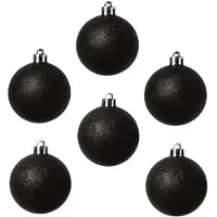 COSY&TRENDY Cosy & Trendy Kerstballen - 12x st - zwart - glitters - D6 cm - kunststof - kerstversiering