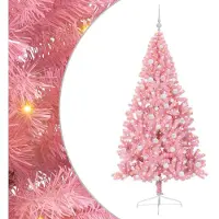 vidaXL Kunststof Voorverlichte Kerstboom met 300 LED Roze 180 cm PVC