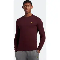 Lyle & Scott katoenen merinotrui met ronde hals in bordeauxrood