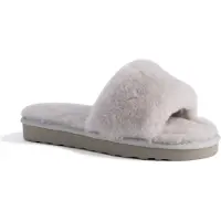 Aus Wooli Australia Womens Schapenvacht Fluff Slide Slippers Grijs