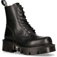 New rock Unisex zwarte gotische militaire bikerlaarzen - MILI084N-S3