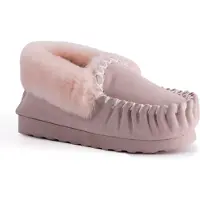 Aus Wooli "Waterloo" Australia Hand Stitched Women's Sheepskin Moccasin, Lichtroze