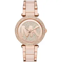Michael Kors Parker dameshorloge Rose goud PVD armband kristal geplaveide wijzerplaat MK6176
