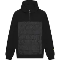 Lyle & Scott hybride interlock gitzwarte hoodie met panelen
