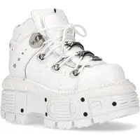 New rock Unisex wit lederen gotische punklaarzen - M-TANK106-C1