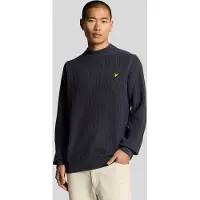 Lyle & Scott effen marineblauwe nachttrui met geribbelde halslijn