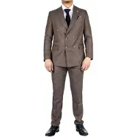 TruClothing Klassiek bruin 2-delig herenpak met dubbele rij knopen