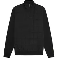 Lyle & Scott hybride gewatteerd zwart sweatshirt met halve rits