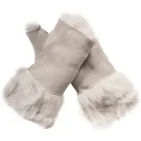 Infinity Leather Womens Shearling Wanten Vingerloze manchetten Toscana Suède Schapenvacht Bont