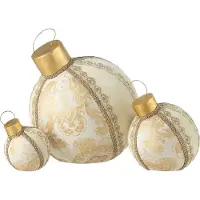 J-Line kerstbal Patroon - polyfoam/textiel - goud - large