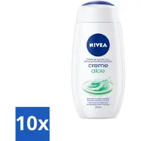 Nivea 10 x Douchecrème Aloë 250 ml - Douchegel Aloe Vera - Aloe Vera Douche - Aloe Vera Crème - Aloe Vera Voor Huid - Aloe Vera Hydratie