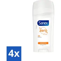 Sanex 4 x Deodorant Stick Dermo Sensitive 65 ml - Deodorant Stick - Gevoelige Huid - Alcoholvrij - 24 Uur Bescherming - Huidbescherming
