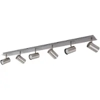 LINDBY plafondspot Joffrey, 116 cm, nikkel, 6-lamps, GU10 dimbaar, alu / grijs / zink, Woon-/ Eetkamer, metaal, Modern, buitenspot