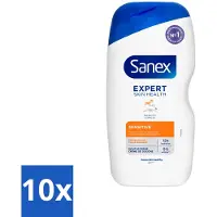 Sanex 10 x Douchegel Expert Skin Health Sensitive 400 ml - Gevoelige Huid - Douchegel - Huidverzorging - Milde Reiniging - Whey Proteïne
