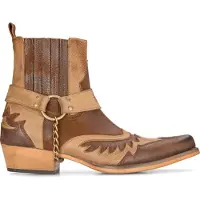 Infinity Leather Heren leren cowboy-enkellaarzen bruin Cubaanse biker Winklepickers Western Country