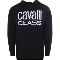 Cavalli Class zwarte hoodie met bloemenlogo