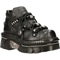 New rock Unisex metalen Zwart Lederen Gothic Techno Laarzen - M-215-S6