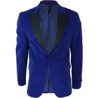 TruClothing Heren blauw fluwelen diner smoking colbert blazer