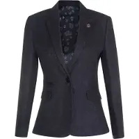 TruClothing Womens Tweed visgraat zwarte wol jaren 1920 blazer