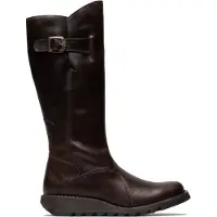 Fly london Dames Bruine MOL 2 Leren Wedge Heel Kniehoge Rits Laarzen