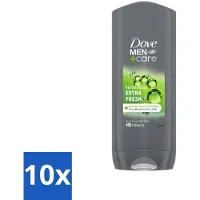 Dove 10 x Douchegel Men+ Care Extra Fresh 400 ml - Douchegel Mannen - Reiniging Mannenhuid - Frisse Geur - Energie Onder De Douche - Milde Douchegel