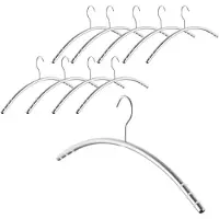 Sotech 10 stuks design kledinghangers van roestvrij staal SS201 met antislipringen (haken 360 graden draaibaar, ronde buis Ø 12 mm x 433 mm, geborsteld)