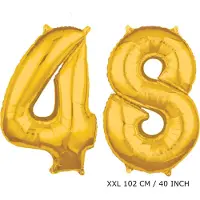 TGL Mega grote XXL gouden folie ballon cijfer 48 jaar. leeftijd verjaardag 48 jaar. 102 cm 40 inch. Met rietje om ballonnen mee op te blazen.