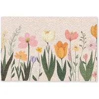 MuchoWow Deurmat 60x40 cm - Droogloopmat Pasteltinten - Bloemen - Illustratie - Mat voor binnen - Schoonloopmat - Deurmatten met print - Inloopmat