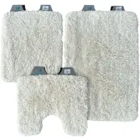 Wicotex - Badmat set - Badmat - Toiletmat - Bidetmat uni Bergen Beige - Antislip onderkant - WC mat met uitsparing - Fluffy zacht