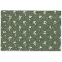 MuchoWow Deurmat 60x40 cm - Droogloopmat Palmboom patroon - Groen - Beige - Zomer - Mat voor binnen - Schoonloopmat - Deurmatten met print - Inloopmat