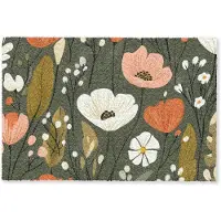 MuchoWow Deurmat 60x40 cm - Droogloopmat Bloemen - Illustratie - Groen - Mat voor binnen - Schoonloopmat - Deurmatten met print - Inloopmat