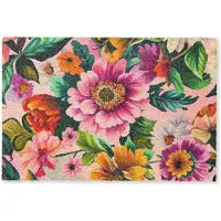 MuchoWow Deurmat 60x40 cm - Droogloopmat Bloemen - Kleurrijk - Roze - Mat voor binnen - Schoonloopmat - Deurmatten met print - Inloopmat