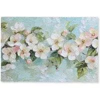 MuchoWow Deurmat 60x40 cm - Droogloopmat Bloesem - Bladeren - Lichtblauw - Mat voor binnen - Schoonloopmat - Deurmatten met print - Inloopmat