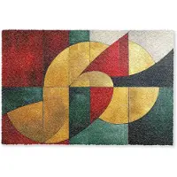MuchoWow Deurmat 90x60 cm - Droogloopmat Abstract - Kerst - Goud - Rood - Groen - Mat voor binnen - Schoonloopmat - Deurmatten met print - Inloopmat