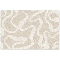 MuchoWow Deurmat 90x60 cm - Droogloopmat Lijnen - Abstract - Beige - Wit - Minimalistisch - Mat voor binnen - Schoonloopmat - Deurmatten met print - Inloopmat