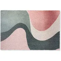 MuchoWow Deurmat 90x60 cm - Droogloopmat Abstract - Golven - Sierlijk - Roze - Mat voor binnen - Schoonloopmat - Deurmatten met print - Inloopmat