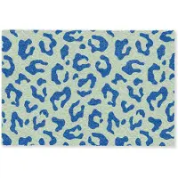 MuchoWow Deurmat 60x40 cm - Droogloopmat Panterprint - Blauw - Groen - Dierenprint - Mat voor binnen - Schoonloopmat - Deurmatten met print - Inloopmat