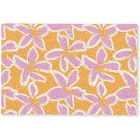 MuchoWow Deurmat 90x60 cm - Droogloopmat Bloemen - Patroon - Roze - Oranje - Mat voor binnen - Schoonloopmat - Deurmatten met print - Inloopmat