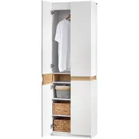 SoBuy KSB01-W Kledingkast, voor volwassenen, slaapkamer, kledingkast, voor slaapkamer, woonkamer, hal, 1 kledingkast, 2 deuren, 5 vakken