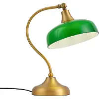 QAZQA Klassieke tafellamp brons met groen opaal glas - Clerk