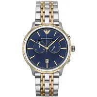 Emporio Armani AR1847 Herenhorloge Chronograaf Tweekleurig Blauw