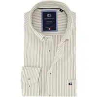 Giordano katoenen overhemd beige gestreept