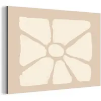 MuchoWow Aluminium schilderij 60x40 cm - Wanddecoratie metaal - Bloemen - Pastel - Beige - Kunst - Metalen muurdecoratie woonkamer - Decoratie industrieel - Foto op dibond - Industriële accessoires slaapkamer